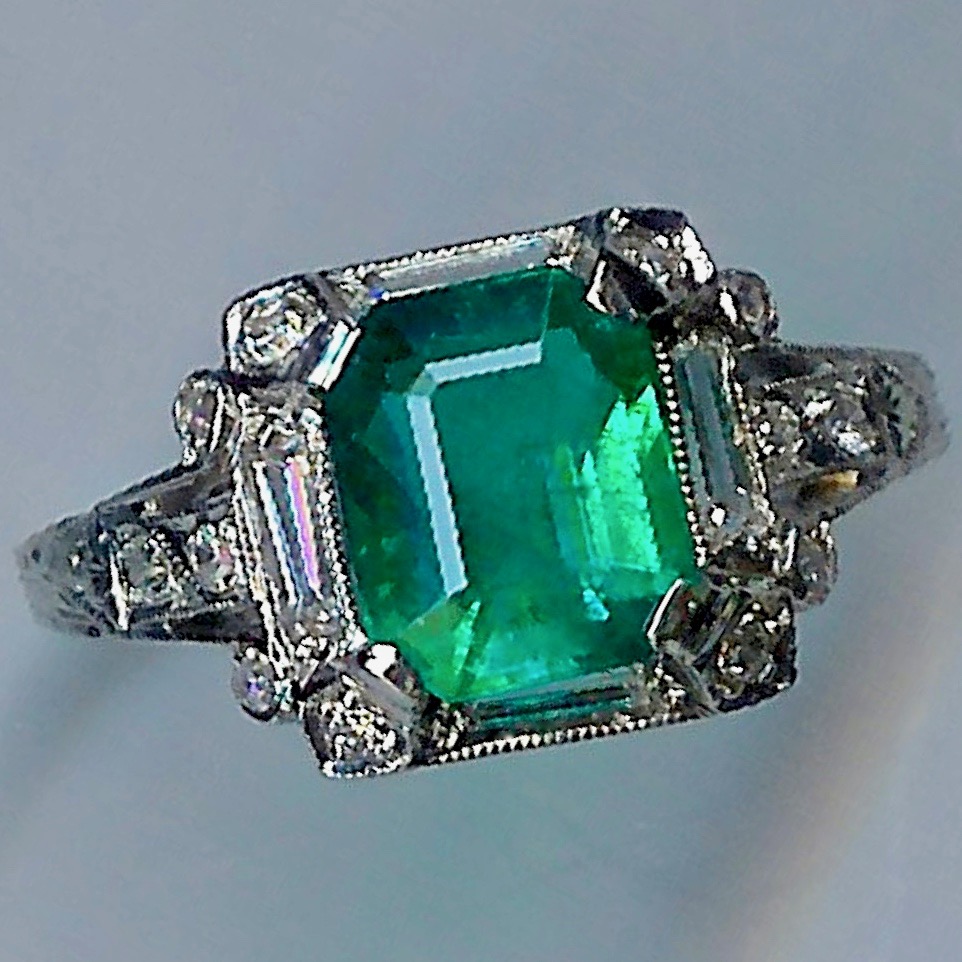 Truly Charming Emerald & Diamond Vintage Cluster Ring